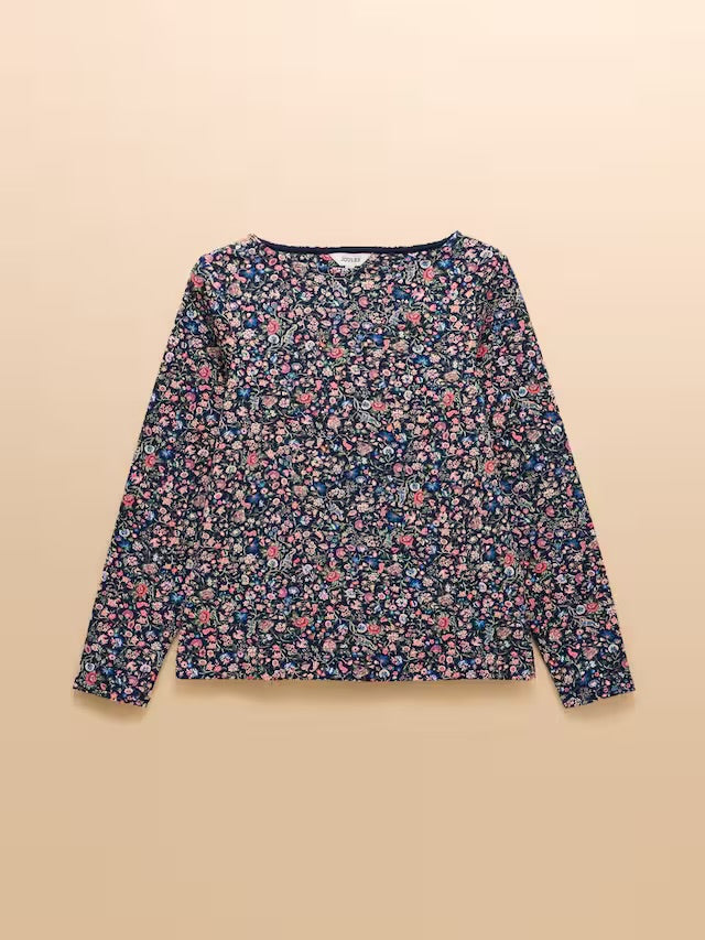 Joules Harbour Ditsy Floral Boat Neck 100% Cotton Breton Top