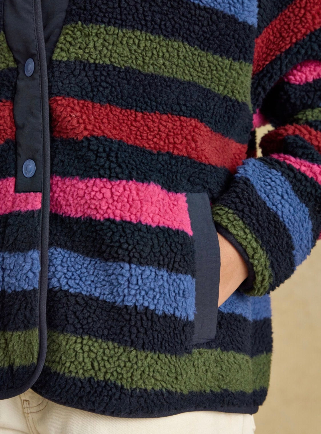 Navy Stripe Fleece Jacket
