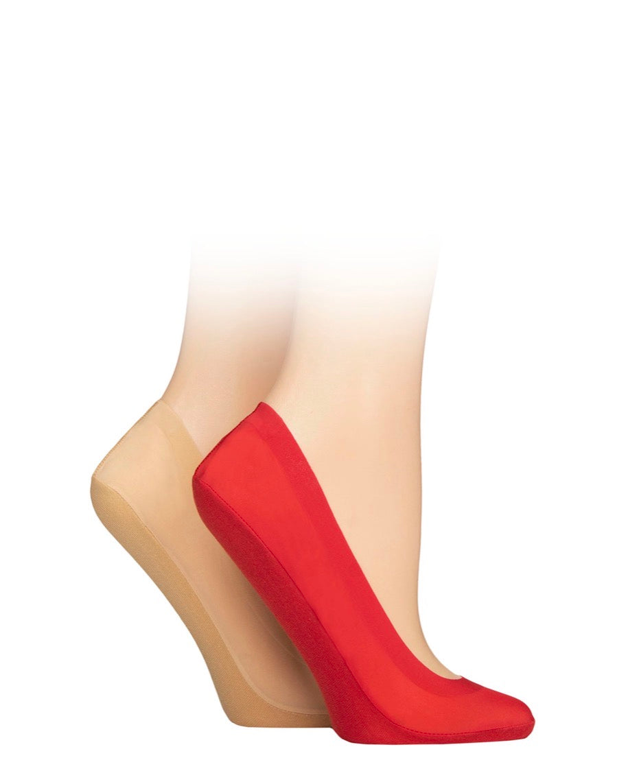 Elle Women’s Smooth Shoe Liners 2-Pair Red/Neutral