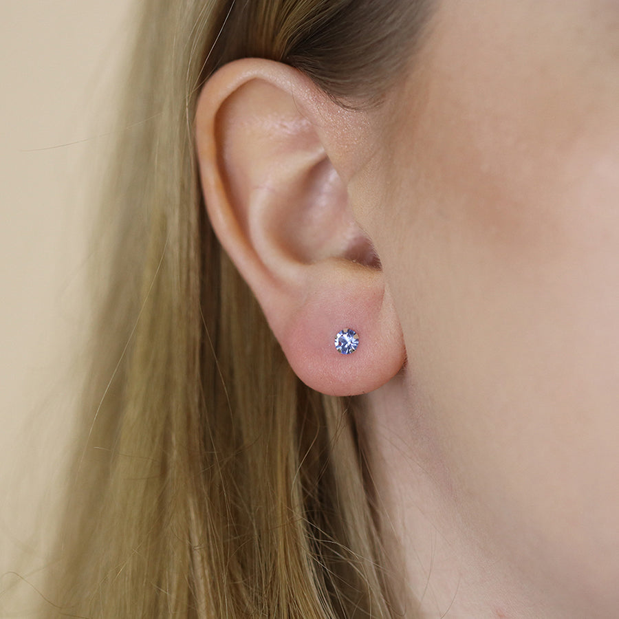 POM Light Blue 4mm Round Stud Earrings