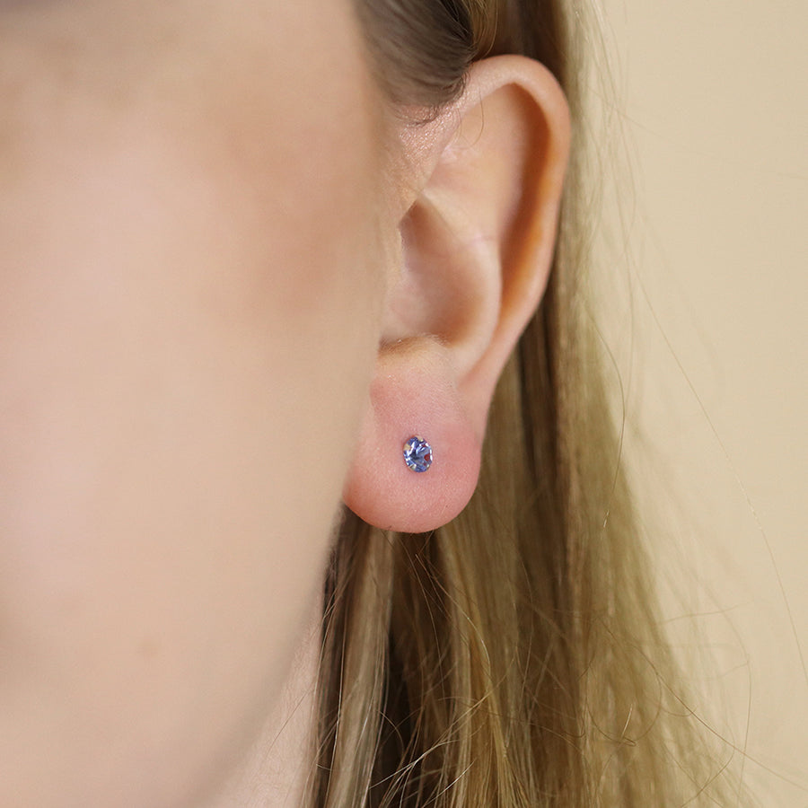 POM Light Blue 4mm Round Stud Earrings
