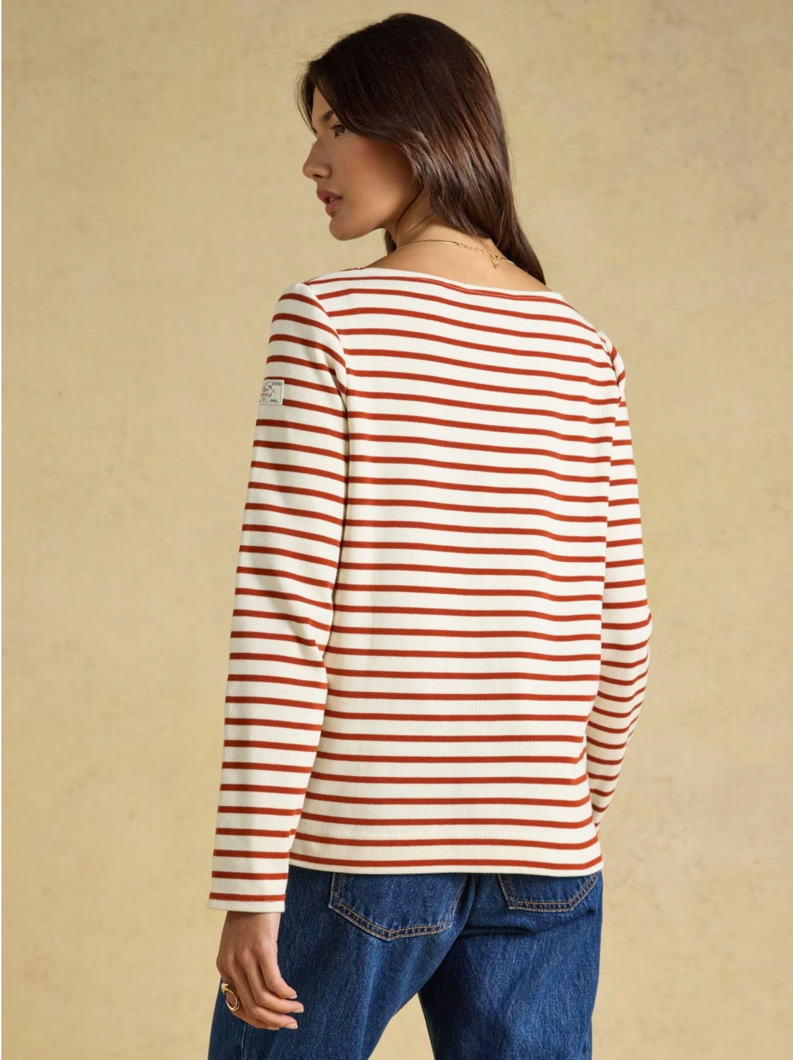 Joules Harbour Long-sleeve Top (cream & burnt orange)