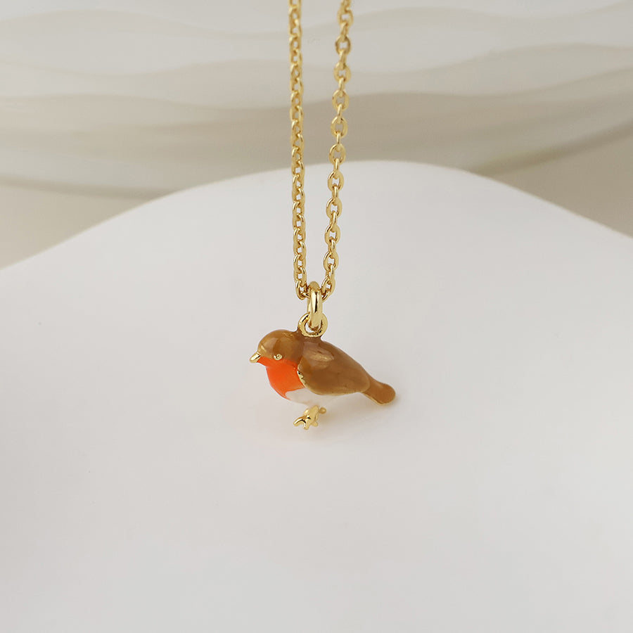 POM Robin golden enamel robin necklace