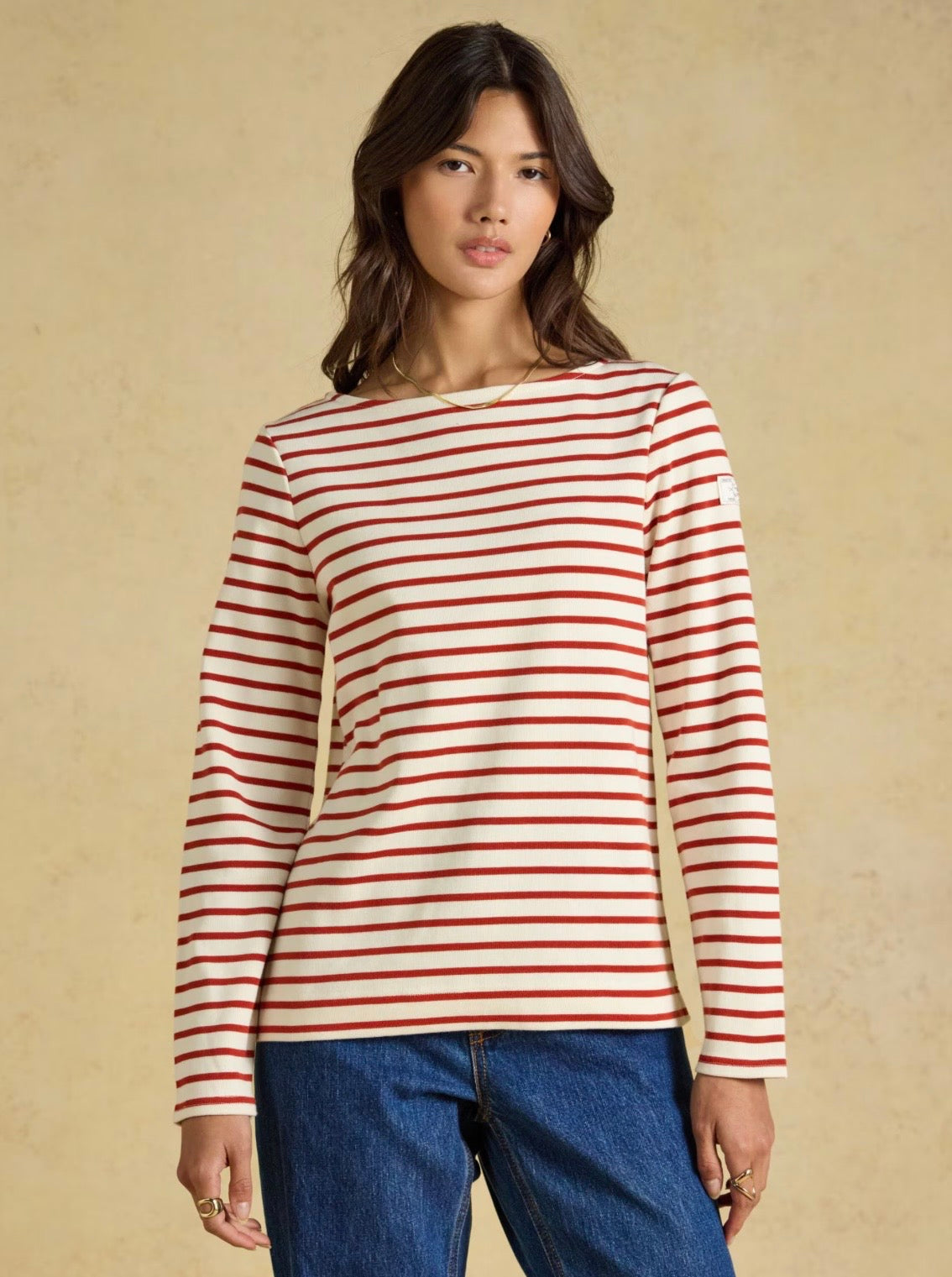Joules Harbour Long-sleeve Top (cream & burnt orange)