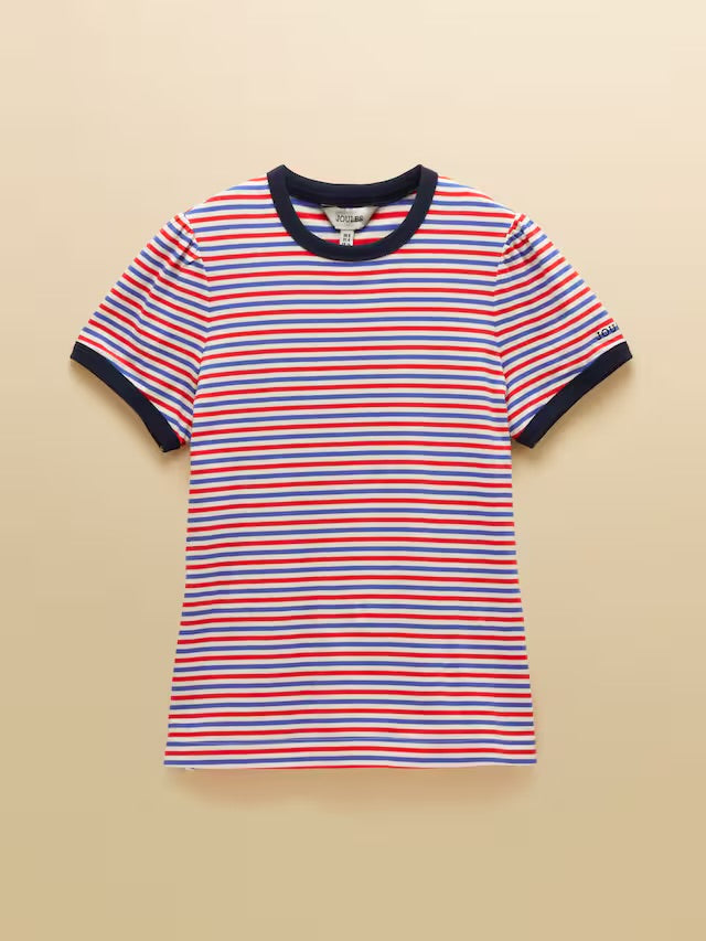 Joules Erin Blue Red Stripe Short Sleeve Jersey T-Shirt