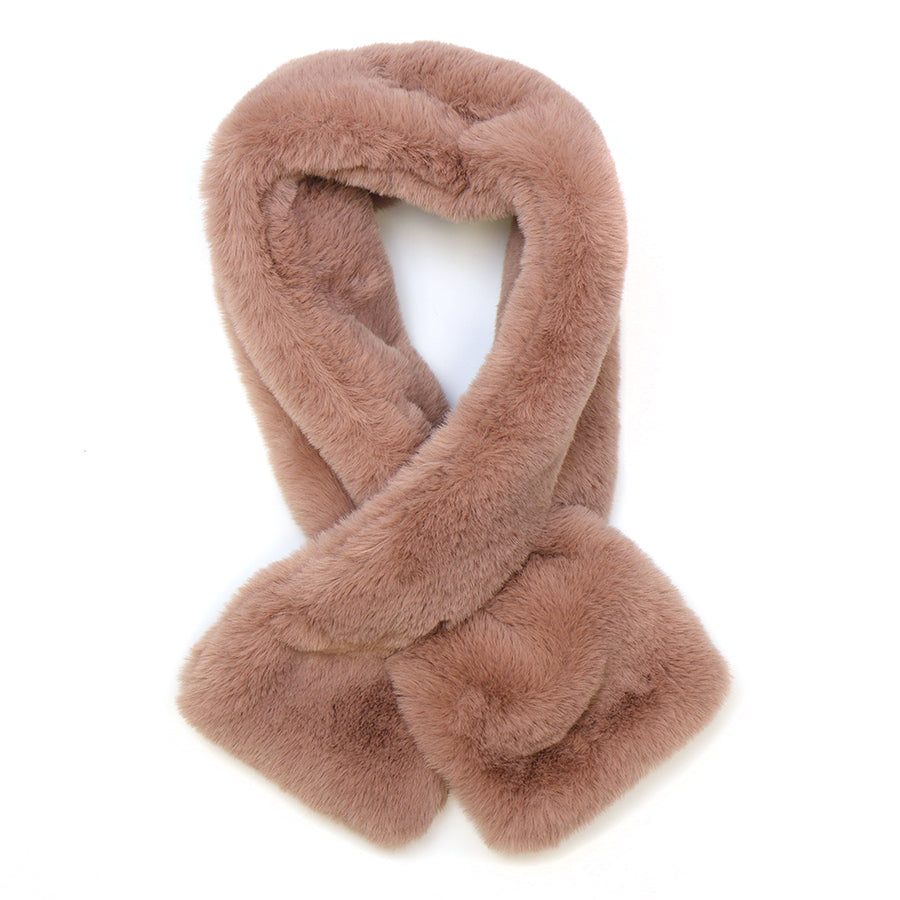 POM Powder pink faux fur pull through scarf