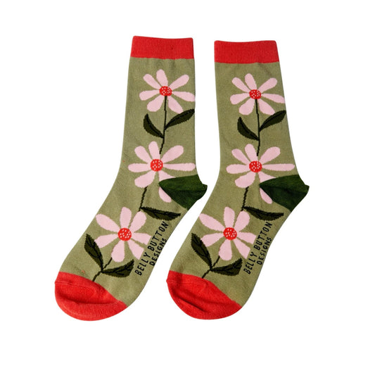 Belly Button Olive Socks with Gift Bag
