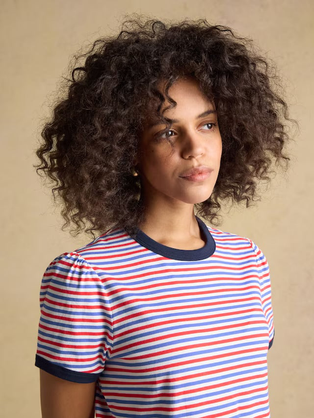 Joules Erin Blue Red Stripe Short Sleeve Jersey T-Shirt