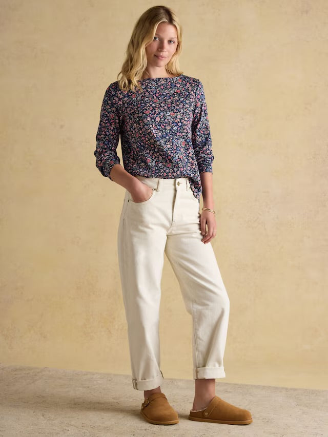 Joules Harbour Ditsy Floral Boat Neck 100% Cotton Breton Top