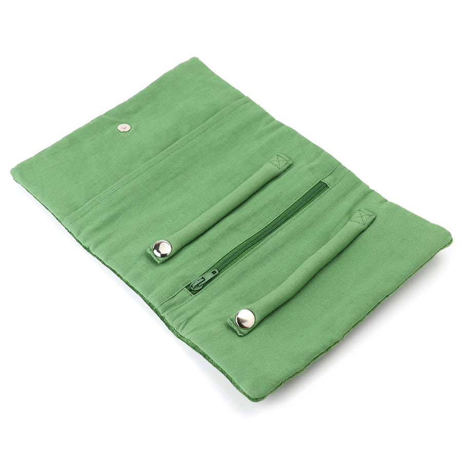 POM Green velvet cherries jewellery roll