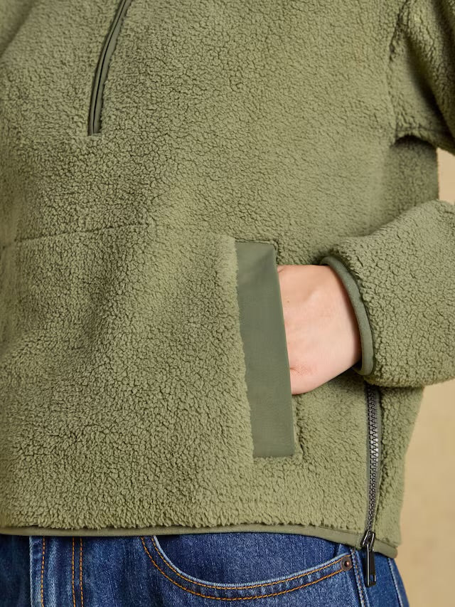 Joules Joules Olive Green Cropped Quarter Zip Fleece