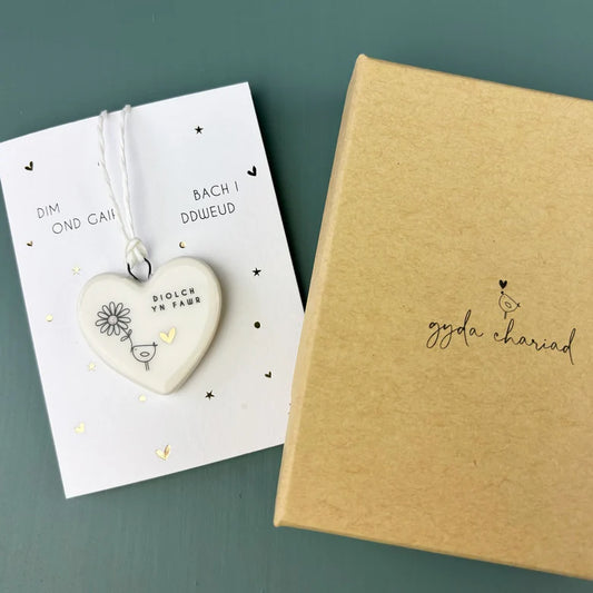 Belly Button Boxed Ceramic Decoration Diolch yn Fawr