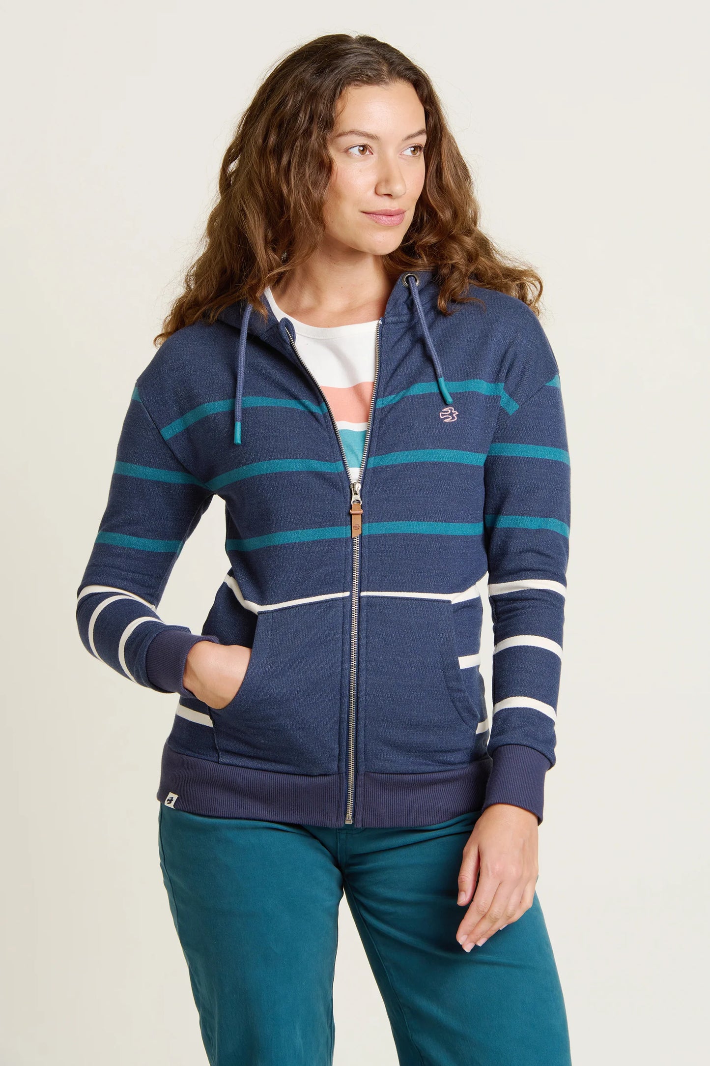 Navy Zip Through Hoodie By Brakeburn