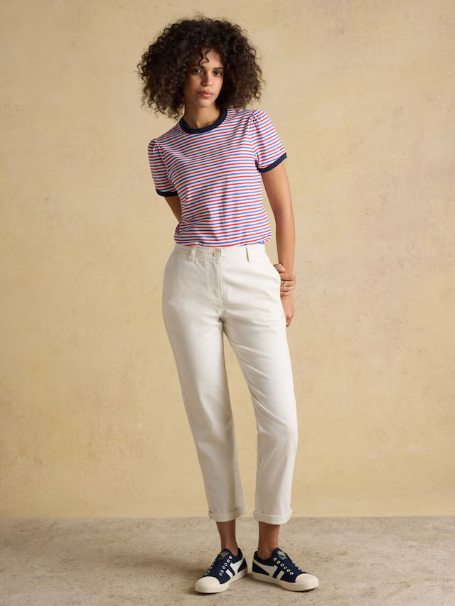 Joules Erin Blue Red Stripe Short Sleeve Jersey T-Shirt