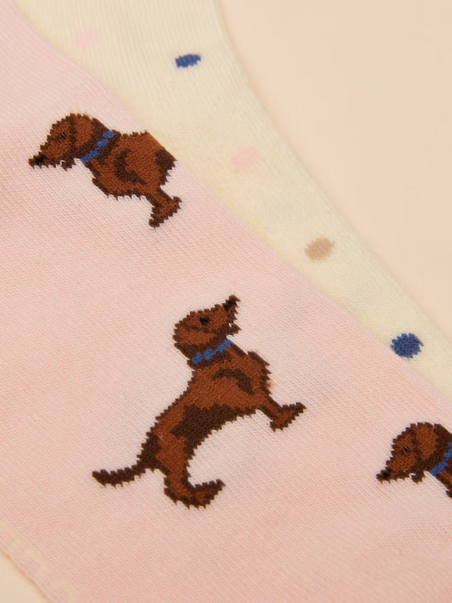 Joules Everyday Pink/Blue 2 Pack Socks