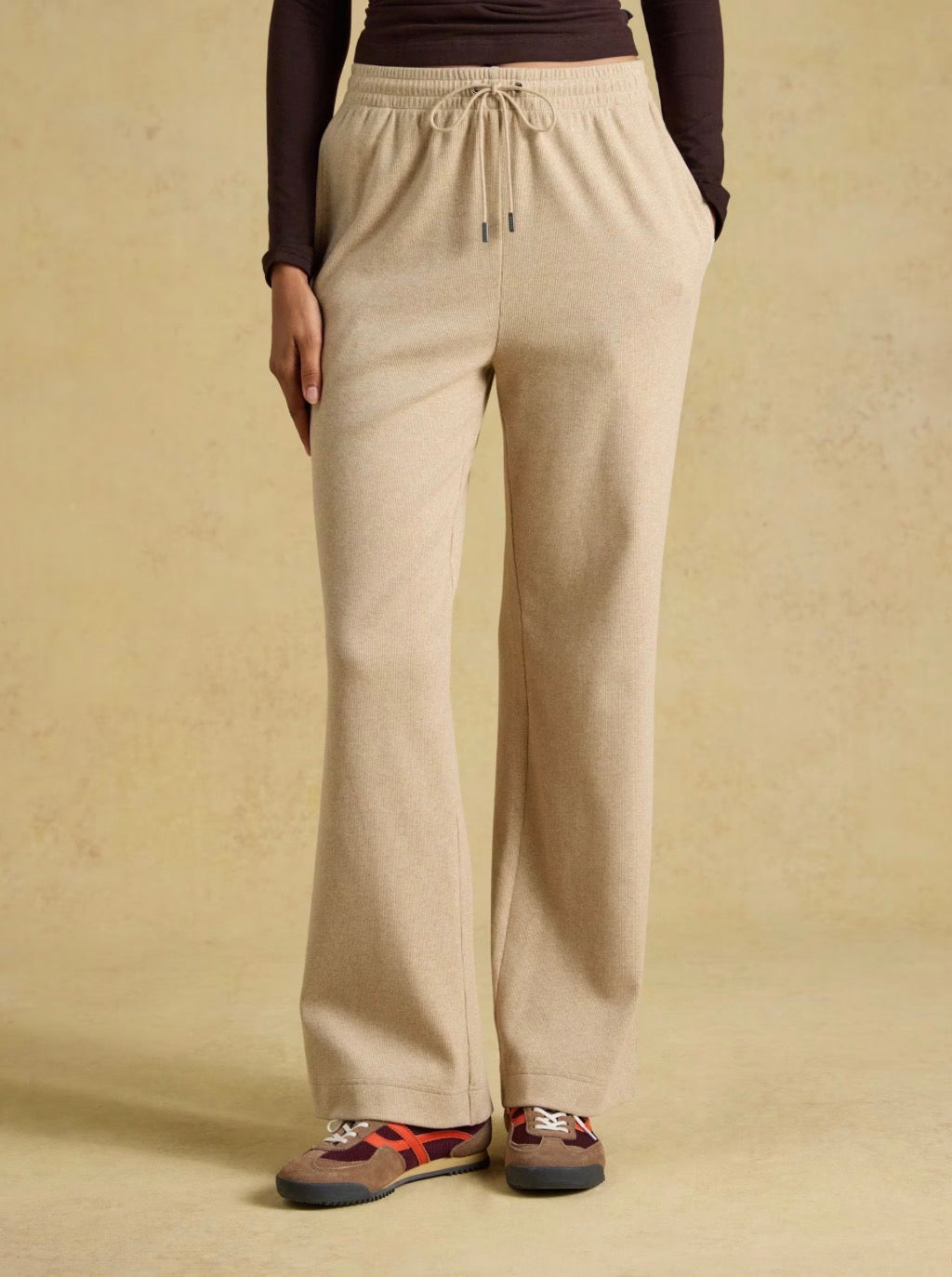 Joules Wide Leg Ribbed Joggers (Oatmeal)