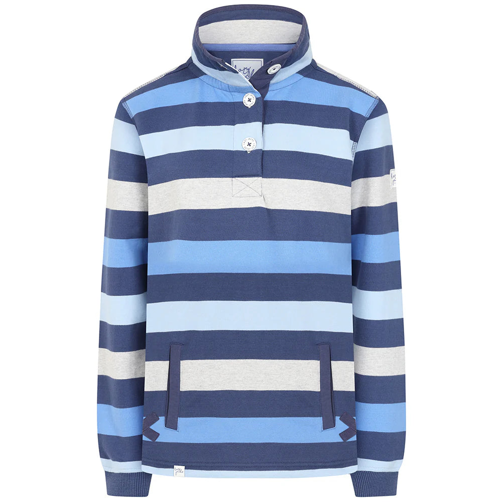 Striped Button Neck in Winter Blues by Lazy Jacks