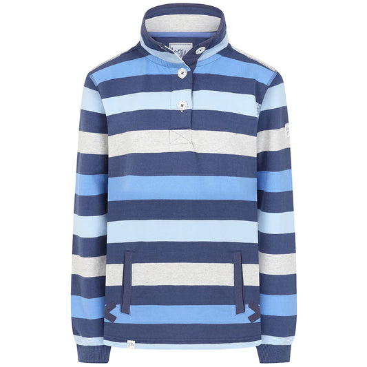 Striped Button Neck in Winter Blues by Lazy Jacks