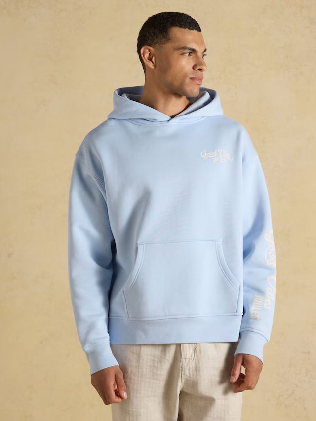 Joules Oversized Unisex Beach Hoodie Good Vibes in Blue