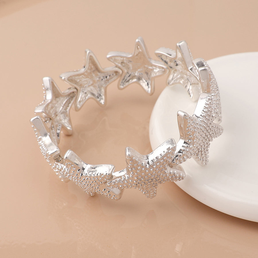 POM Silver plated starfish stretch bracelet