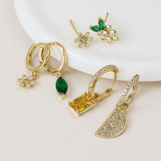 POM Golden triple mismatch crystal earring set