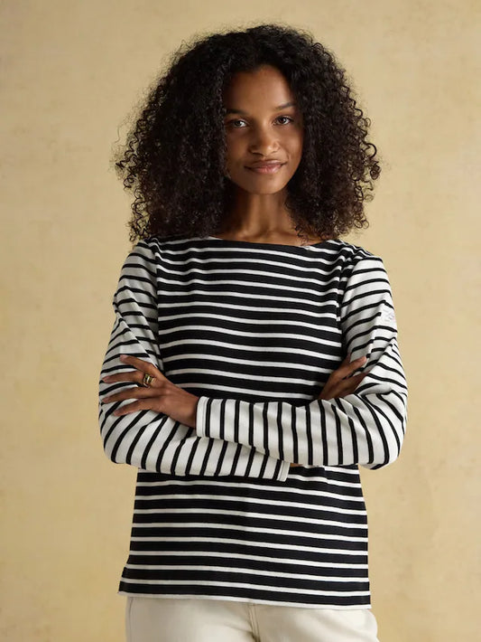 Joules Harbour Black/Cream Boat Neck Breton Top