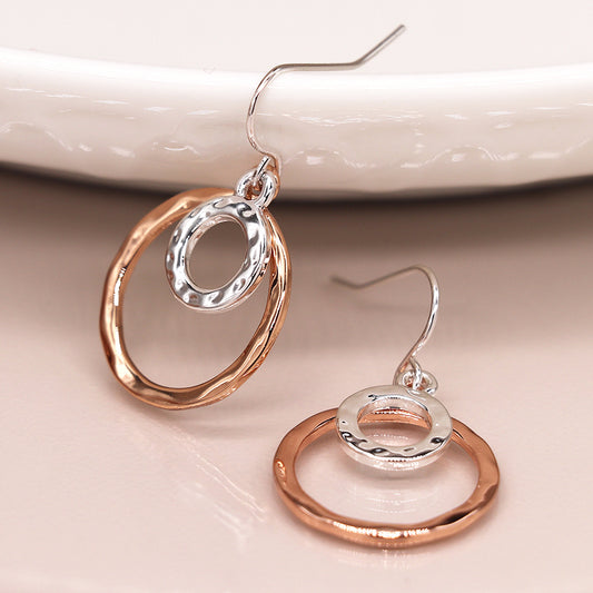 Silver/Rose Gold Double Hoop Earrings
