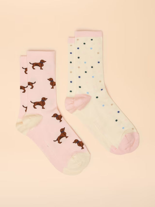 Joules Everyday Pink/Blue 2 Pack Socks