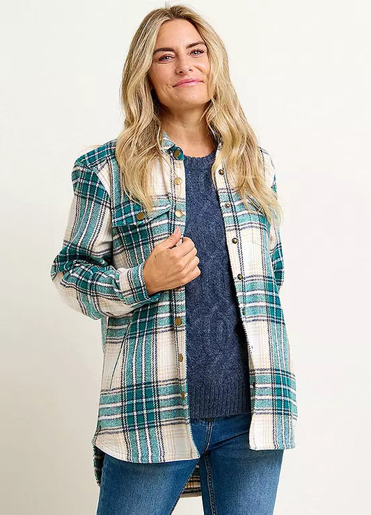 Shamrock Flannel Shacket Hoodie by Brakeburn