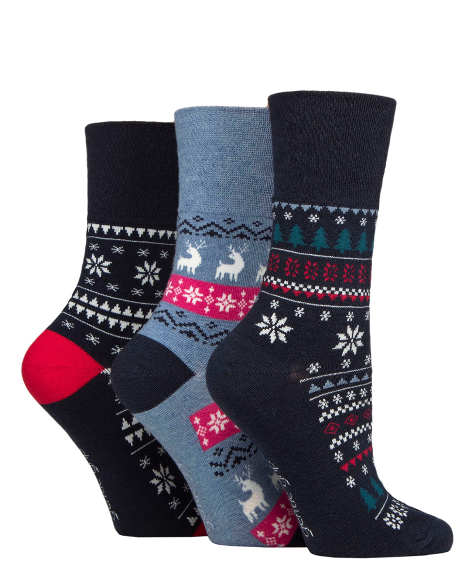 Sockshop Gentle Grip Women’s Cotton Christmas Socks 3 Pair