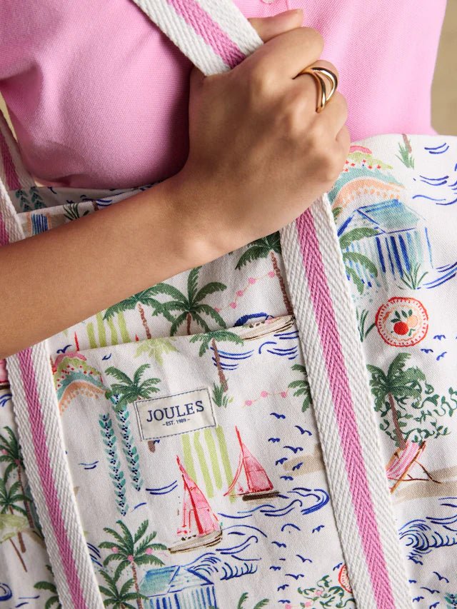 Joules Promenade Palm Print Canvas Tote Bag
