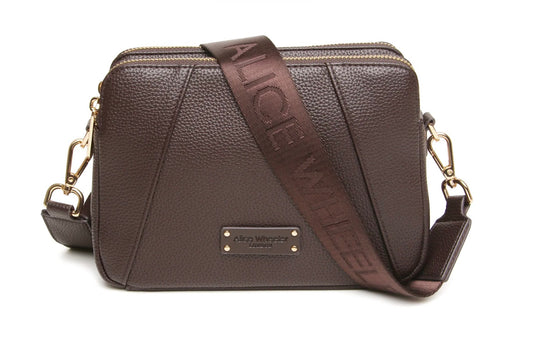 Alice Wheeler Kensington Brown Crossbody Bag (Double Zip)