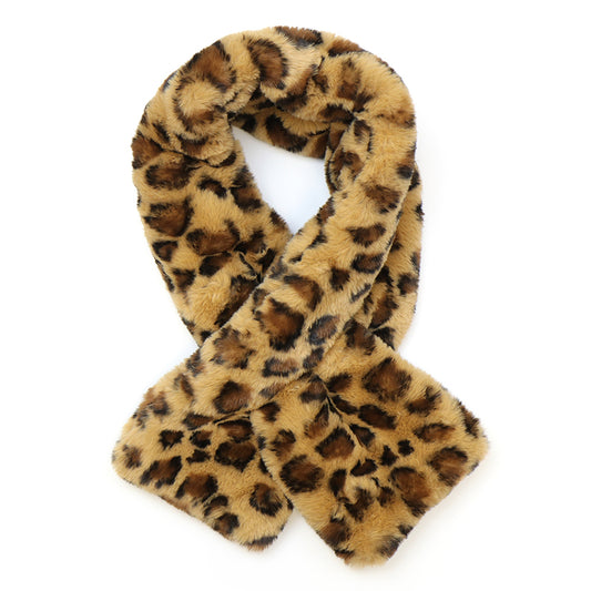 POM Animal print faux fur pull through scarf