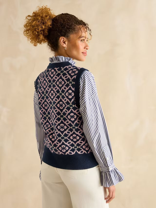 Meredith Navy V Neck Tank Vest | Joules