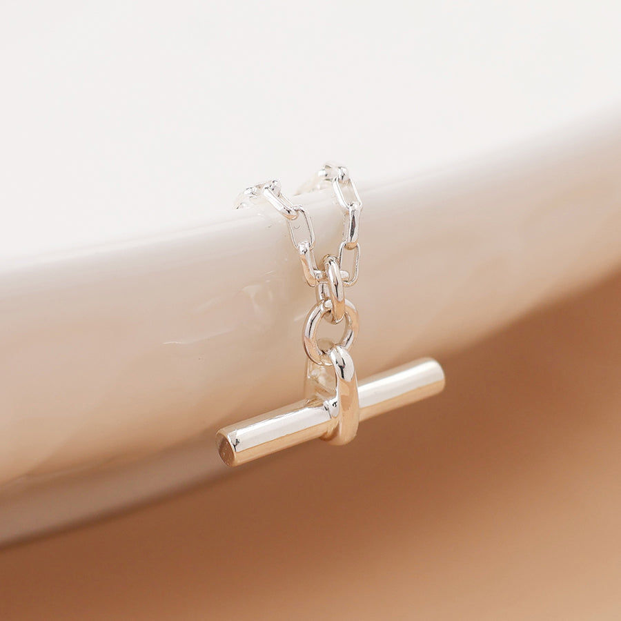 POM Sterling silver t-bar necklace