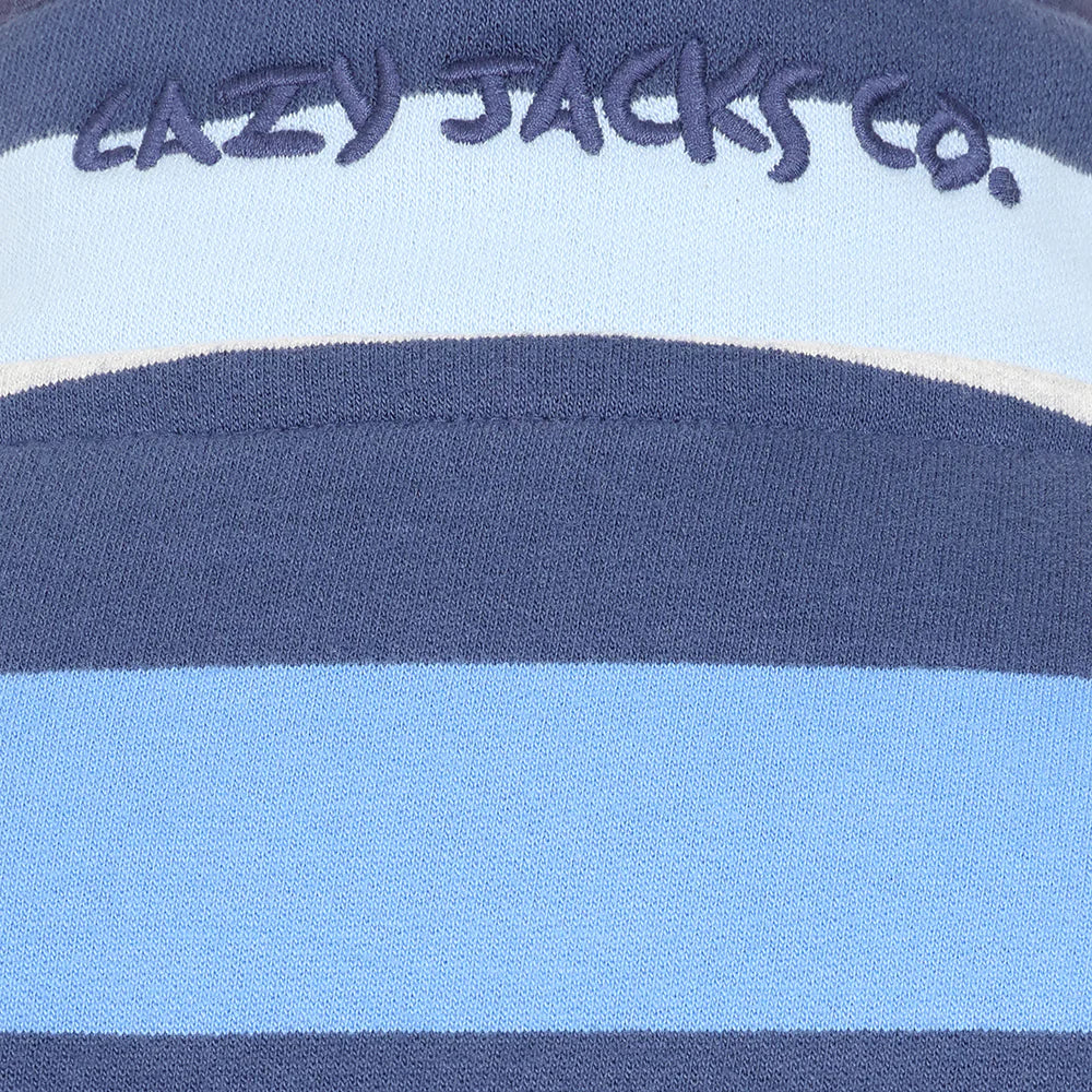 Striped Button Neck in Winter Blues by Lazy Jacks