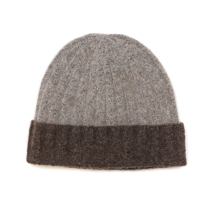 POM Men’s Recycled Polyester/Wool Blend Chunky Rib Knit Beanie hat