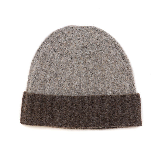 POM Men’s Recycled Polyester/Wool Blend Chunky Rib Knit Beanie hat