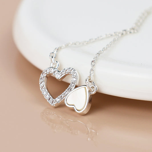Silver Plated Topsy Turvy Heart Necklace