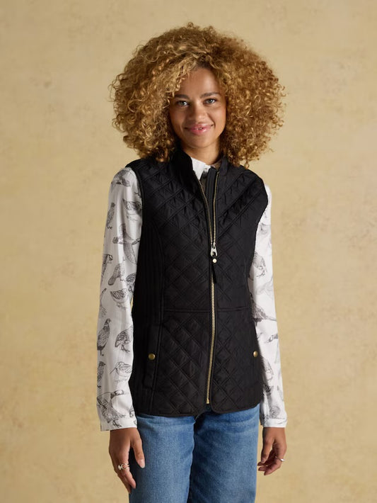 Joules Minx Black Showerproof Diamond Quilted Gilet