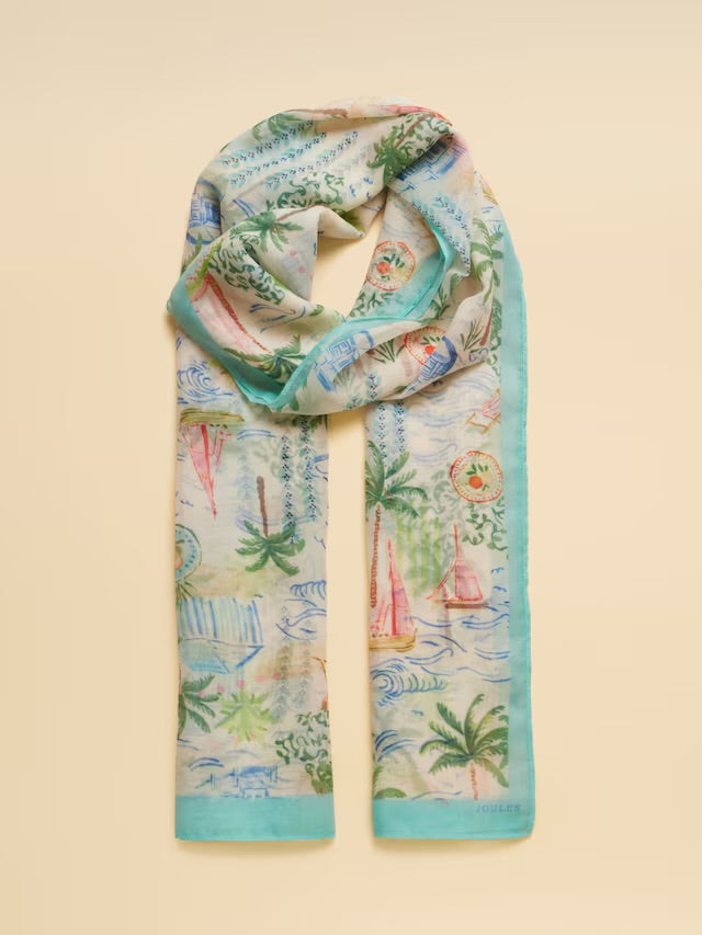 Joules Abberton Palm Printed Scarf