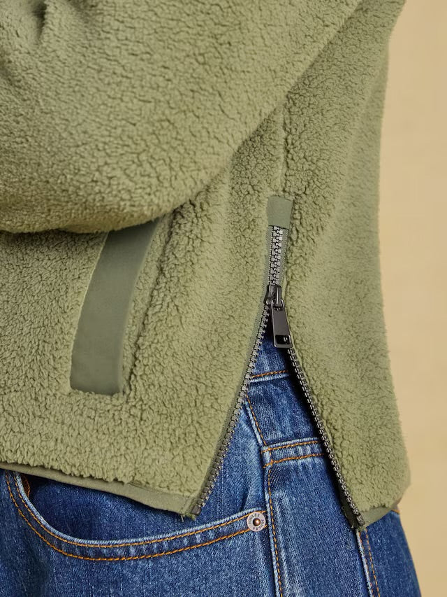 Joules Joules Olive Green Cropped Quarter Zip Fleece