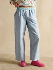 Joules Hallie Blue Stripe Pull-on Cotton Trousers
