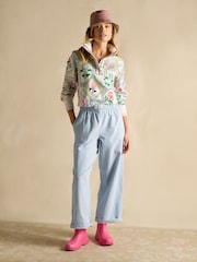 Joules Hallie Blue Stripe Pull-on Cotton Trousers
