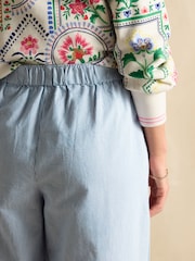 Joules Hallie Blue Stripe Pull-on Cotton Trousers