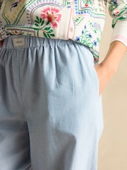 Joules Hallie Blue Stripe Pull-on Cotton Trousers