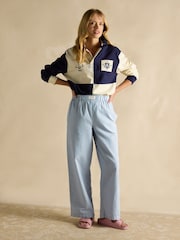 Joules Hallie Blue Stripe Pull-on Cotton Trousers