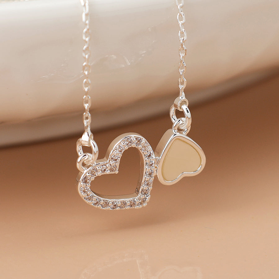 Silver Plated Topsy Turvy Heart Necklace