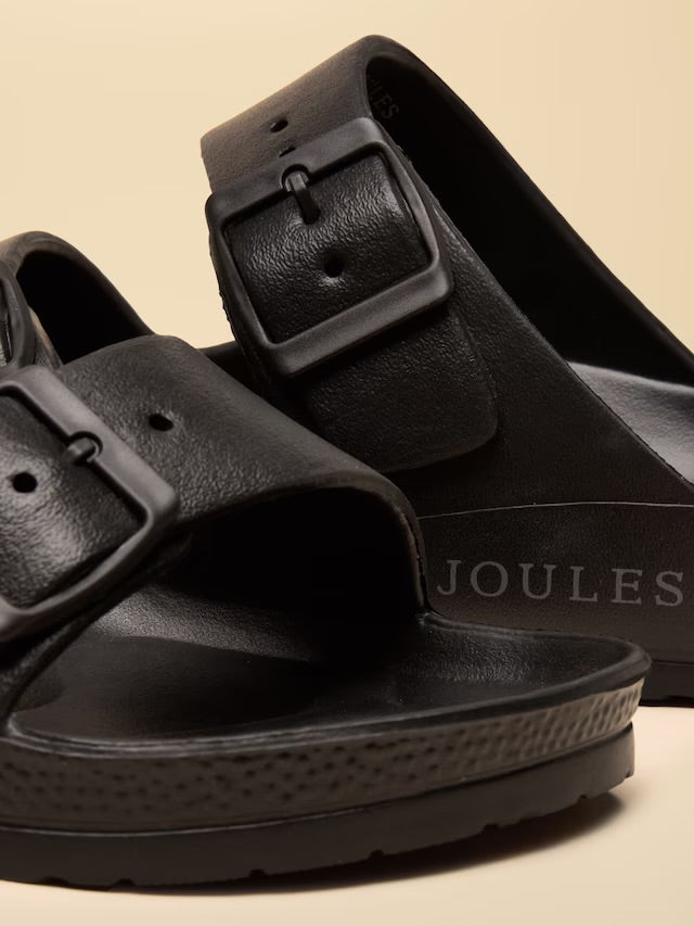 Joules Sunseeker Black EVA Double Buckle Sliders
