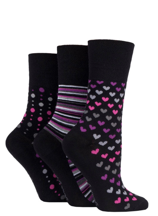 Sockshop Gentle Grip Bamboo Women’s Cotton Patterned  Socks 3 Pair